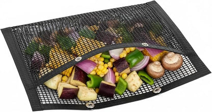Mesh Grill Bags for Outdoor Grill – Reusable PTFE Non-Stick Grilling Pouch for Easy Cleanup, Grilling Bags for Vegetables, Fish & Smoker Accessories – Dishwasher Safe, 2Pcs
