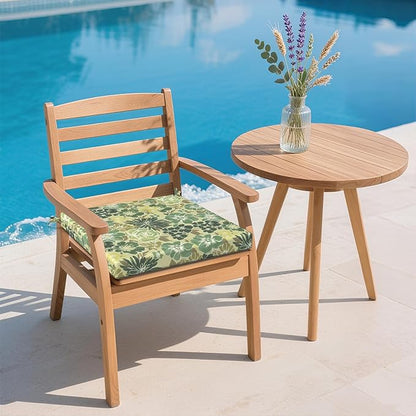 DYTXIII Set of 2 Outdoor Chair Cushions, Water Resistant 18.5"x16"x2" Square Seat Cushion for Patio Dining Chairs, High-Density Replacement Pads for Indoor Outdoor Furniture - Green Rose