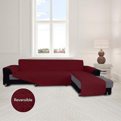 Easy-Going Reversible L-Shape Sectional Couch Cover, X-Large, Christmas Red | Soft Sofa Slipcover For Dogs, Fits Left/Right Chaise Lounge Protector, Water Resistant Mat For Living Room