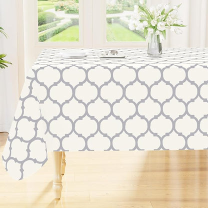 Smiry Rectangle Table Cloth, Waterproof Vinyl Tablecloth with Flannel Backing for Rectangle Tables, Wipeable Spillproof Plastic Tablecloths for Dining, Camping, Indoor and Outdoor (60"x120", Beige)
