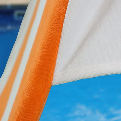 Superior Cabana Cotton Lounge Chair Cover, Outdoor Towel/Chaise Furniture Covers, Terry Cloth, Beach, Spa, Swim Accessories, Pool Chair Cover, Soft, Quick Drying, 32" x 102", Set of 6, Orange