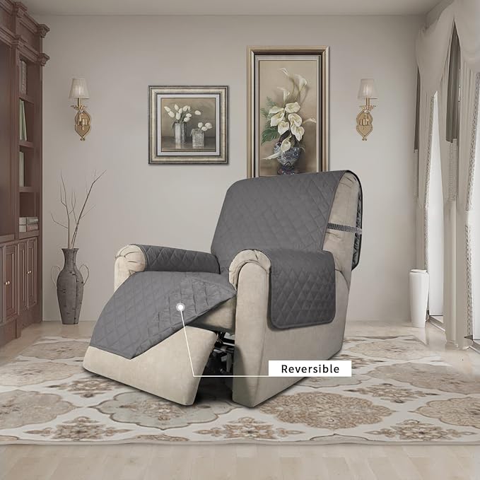 Easy-Going Reversible Couch Cover, Recliner 22 in, Gray/Gray | Machine Washable Slipcover For Dogs, Water Resistant Furniture Mat For Living Room, Non-Slip Sofa Cover, Pet Friendly