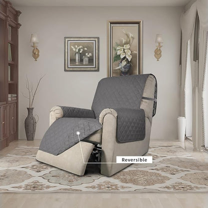 Easy-Going Reversible Couch Cover, Recliner 22 in, Gray/Gray | Machine Washable Slipcover For Dogs, Water Resistant Furniture Mat For Living Room, Non-Slip Sofa Cover, Pet Friendly
