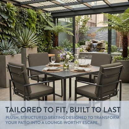 California Umbrella Outdoor Dining Chair, Set of 4 Patio Seat Cushions, 20 x 40 Inch, Premium Outdoor Memory Foam, Fade Resistant, Sunbrella Fabric, Fabric Ties, Taupe