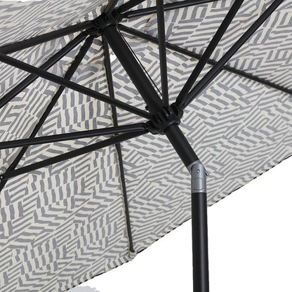 Tempera Striped Patio Umbrellas Outdoor Table Market Umbrellas with Crank & Pust Button Tilt|Auto-Tilt, 8 Steel Ribs, High Color-Fastness Canopy