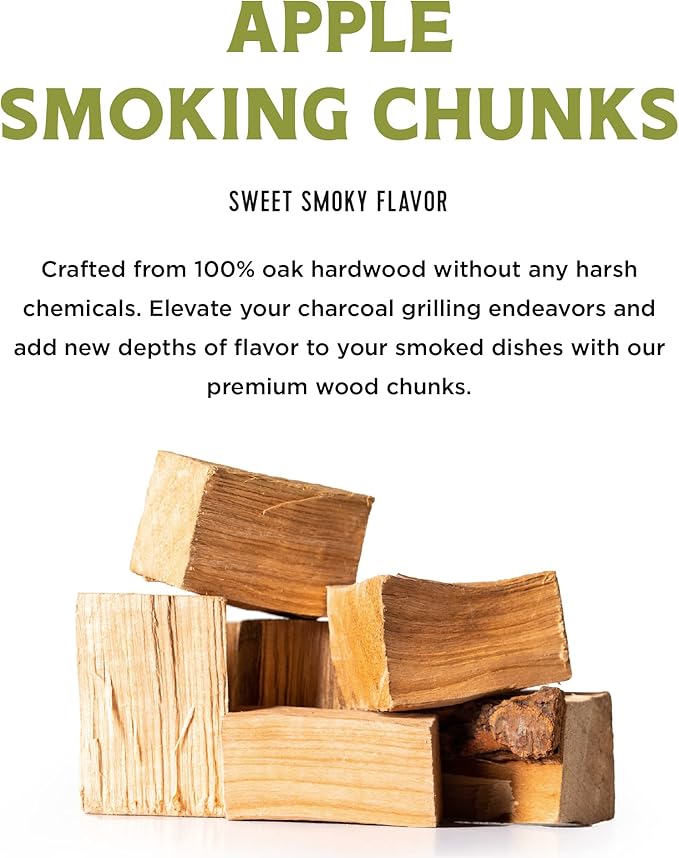 Fire & Flavor Cherry and Apple Wood Chunks for Smoking and Grilling - All-Natural, Long-Lasting with Mildly Sweet Flavors - Large Chunk Wood Chips for Smokers