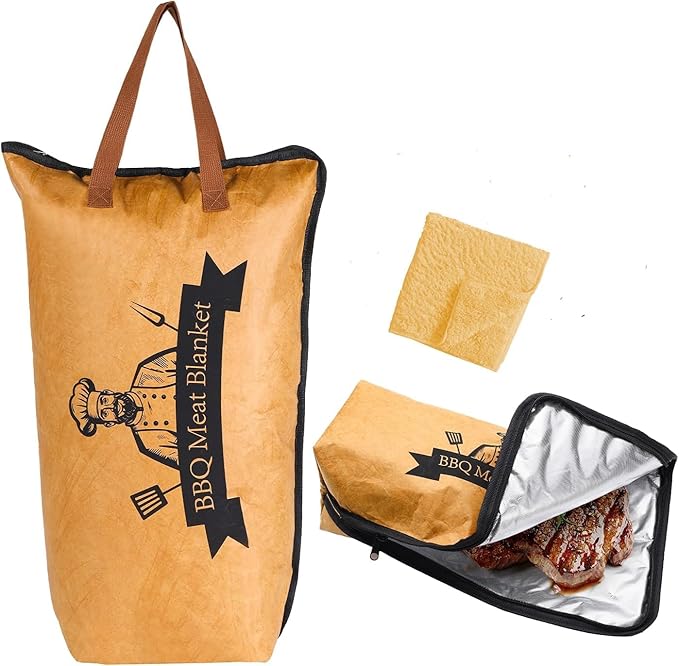 Food Grade FDA Compliant. Non-Toxic Reusable BBQ Meat Blanket Keeps Meat Warm, Meat Resting Bag, BBQ Blanket for Resting Meat, Barbecue Blanket 15in for sirloins & Steaks Bonus an Absorbent Towel