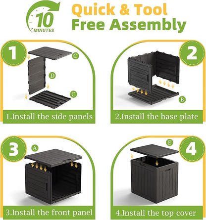 Resin Deck Box Outdoor Storage Box Waterproof for Patio Furniture,Outdoor Cushions,Garden Tools and Pool Suppliesblack