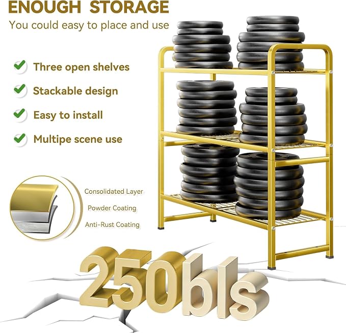 Standard Shelf Organizer for Outdoor Indoor, Waterproof Heavy Duty Metal Shelving Units and Storage for Living Room Bathroom Balcony Garden, Easy Assemble, Bright Gold