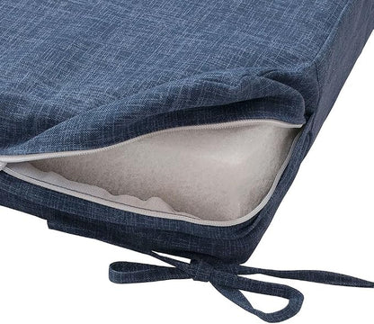 Magpie Fabrics Indoor Outdoor Cushion Cover Replacement 2 Pack, NO Insert! Water Repellent Slipcover with Ties Decor for Patio Garden Chair Sofa Bench Wicker(Blue Navy Textured, 24x22x4 Inch)