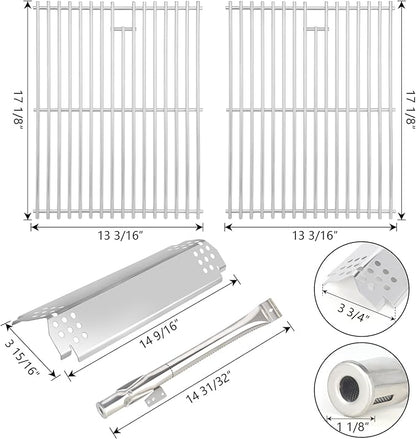 Grill Replacement Parts for Nexgrill 4 Burner 720-0830H 720-0830D 720-0783C 720-0783E 720-0958A, Stainless Steel Grill Grate Heat Shield Igniters and Burner Parts Kit for Nexgrill 4&5-Burner Gas Grill