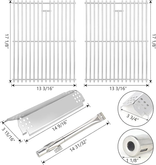 Grill Replacement Parts for Nexgrill 4 Burner 720-0830H 720-0830D 720-0783C 720-0783E 720-0958A, Stainless Steel Grill Grate Heat Shield Igniters and Burner Parts Kit for Nexgrill 4&5-Burner Gas Grill