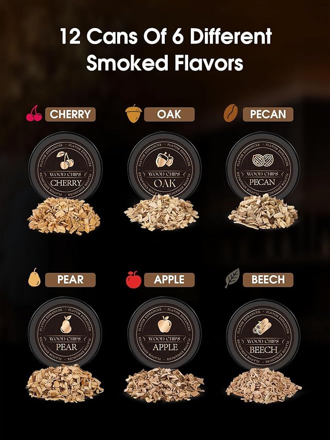 23Pcs Whiskey Cocktail Smoker Kit with Torch, 6 Flavors 12 Packs Wood Chips, Ice Ball Mold, Old Fashioned Drink Smoker, Bourbon Whiskey Gifts for Men, Husband, Dad, Him (No Butane)