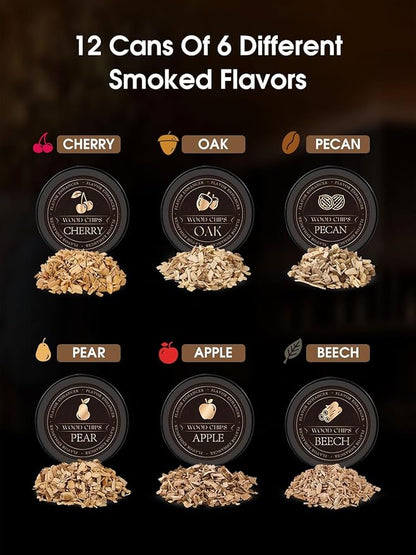 23Pcs Whiskey Cocktail Smoker Kit with Torch, 6 Flavors 12 Packs Wood Chips, Ice Ball Mold, Old Fashioned Drink Smoker, Bourbon Whiskey Gifts for Men, Husband, Dad, Him (No Butane)