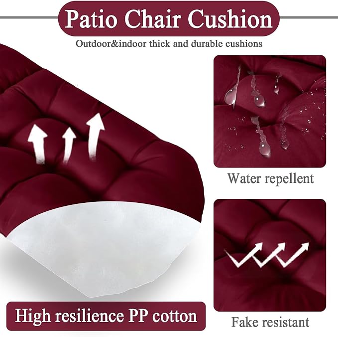 Adirondack Chair Cushion, Outdoor Patio Furniture Seat Pad, Waterproof | Waterproof cover with straps, PP cotton, high back thick seat pad for adirondack rocking chair indoor outdoor porch 44x19x4