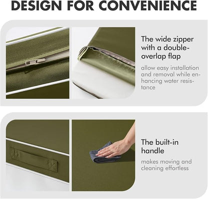 MIULEE Dark Green Outdoor Seat Cushion 24x24 Inch Waterproof Cushion | Deep Seat and Back Cushion for Patio Furniture Chair Sofa Couch, Fade Resistant, Handle and Adjustable Straps