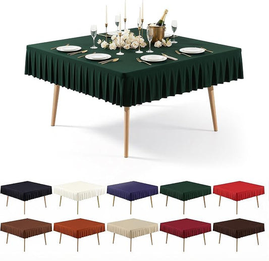 PARTISKY Hunter Green Spandex Square Tablecloths 54x54 Inch, Wrinkle Free Fitted Card Table Cloth Stretch Square Table Cover for Kitchen Dinner, Holiday Party, Wedding Banquet, Display Trade Show