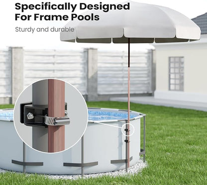 ECOPOOLTECH 7' Above Ground Pool Umbrellas, Outdoor Pool Sunshade for Oval or Rectangular Swimming Pools, Multi-functional Patio Umbrella for Garden/Pool Deck/Backyard, Must have Pool Accessories