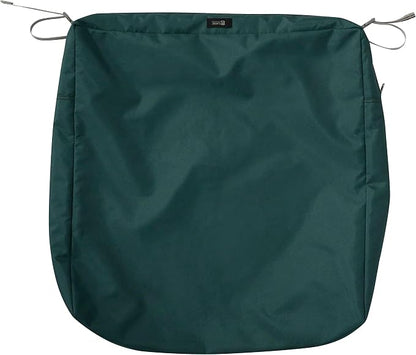 Classic Accessories Ravenna Water-Resistant 23 x 23 x 5 Inch Square Patio Seat Cushion Slip Cover & Foam, Mallard Green, Lounge Chair Cushion