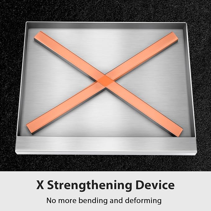 Utheer 17 x 13 Stainless Ceramic Griddle for Gas Grill & Stove top | Universal Flat Top with Grease Groove, Reinforced Ridges & High Sidewalls, Great for Stove, Parties, Camping & Tailgating