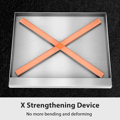 Utheer 17 x 13 Stainless Ceramic Griddle for Gas Grill & Stove top | Universal Flat Top with Grease Groove, Reinforced Ridges & High Sidewalls, Great for Stove, Parties, Camping & Tailgating