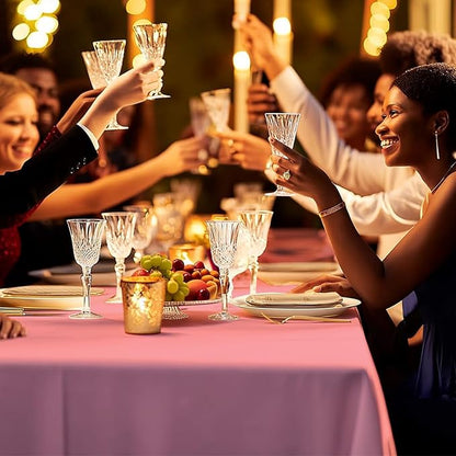 54 Inch X 100 Feet Plastic Table Cover Roll Premium Disposable Plastic Tablecloth for All Type/Shape Tables | Picnic, Party, Banquet, Birthdays, Weddings (Pink, 54 Inch X 100 Feet)