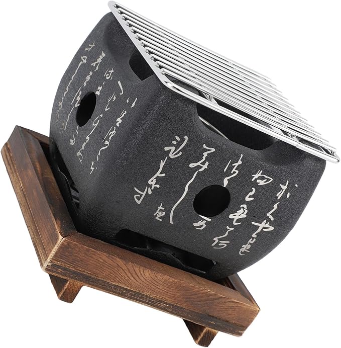 Zopsc Japanese Charcoal Stove Mini Portable BBQ Grill, Multi Functional Fast Heating Barbecue Stove for Family Grilling, Charcoal Oven (16.5x14.5cm / 6.5x5.7in)