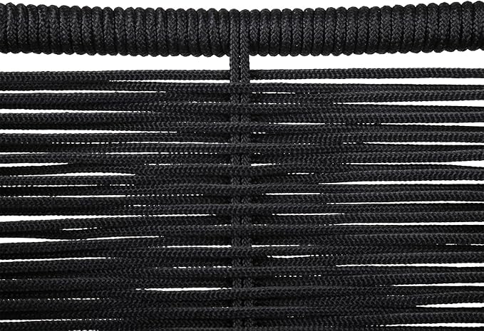 armen LIVING Clip Modern Indoor Outdoor Patio Stackable Steel Dining Chair with Black Rope - Set of 2