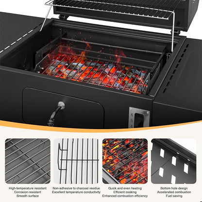 15-28 Inch Stretchable Charcoal Tray for PS9900, 47183T-21, High-Temperature Coating Charcoals Basket for HC4518L PS9500 8500 6800 6500 SH19030119 SH19030219 SH9916 Smoke Hollow Grill Replacement Part