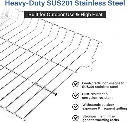 20.75"x11" Stainless Steel Grill Warming Rack - Replacement for Char-Griller 5050/5650/3001/2223/5072/2823/3030/3008 Gas & Charcoal Grills, Hardware Included