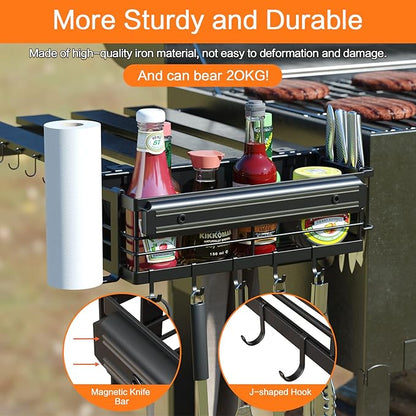 LIVOD Griddle Caddy - Magnetic Tool Holder for Blackstone Grills (17"-36") with Paper Towel Holder & Knife Rack