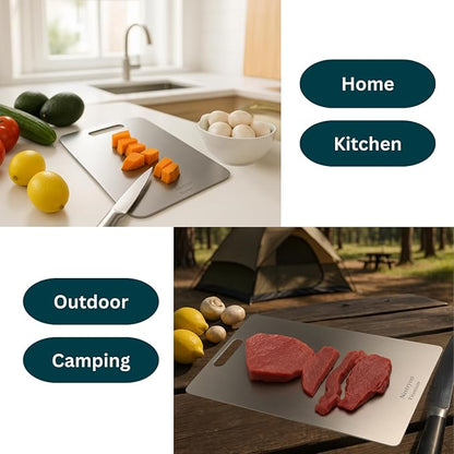 Titanium Cutting Board (13.4" x 9") - 2mm Extra Thick Pure Titanium Chopping Board for Meat & Veggies, Durable Non-Porous & Knife-Safe