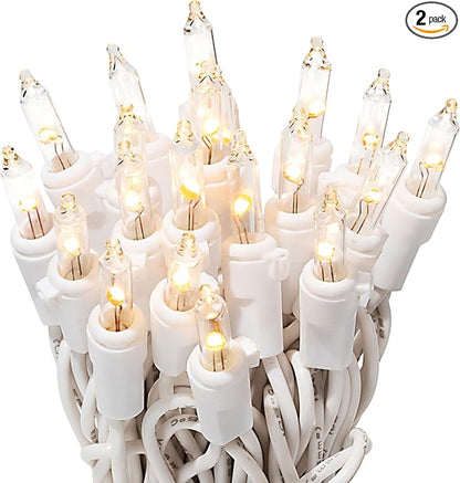 612 Vermont 20 LED Clear Christmas Lights on White Wire Cord, UL Approved, Indoor and Outdoor Use, 4.75 Foot of Lighted Length, 6.1 Foot of Total Length (Pack of 2)
