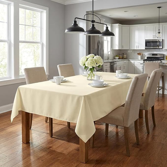 sancua Rectangle Tablecloth - 54 x 120 Inch - Water Resistant Spill Proof Washable Polyester Table Cloth, Decorative Fabric Table Cover for Dining Tables, Buffet Parties and Camping, Beige