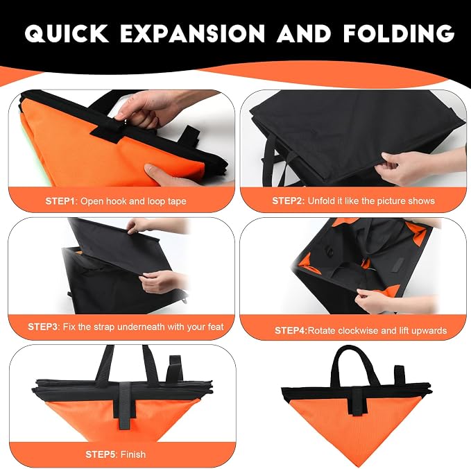 Arrowbash Throw Line Cube Bag - Easy Folding Arborist Throw Line Storage Portable Climbing Rope Organizer Box for Tree Work Outdoor Rope Accessories, Black (Orange)