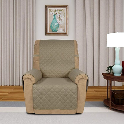 PureFit Reversible Recliner Chair Covers Couch Covers for Dogs, 19 in | Beige/Beige, Water Resistant Couch Protector, Washable Pet Couch Cover with Non Slip and Elastic Straps For Kids