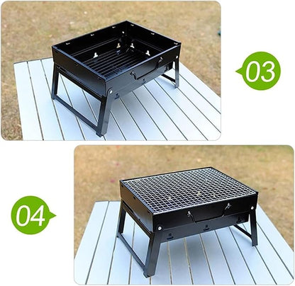 BBQ Grill Outdoor Charcoal Grills Portable Foldable BBQ Grills Patio Barbecue Charcoal Grill Stove Stainless Steel Outdoor Camping Picnic