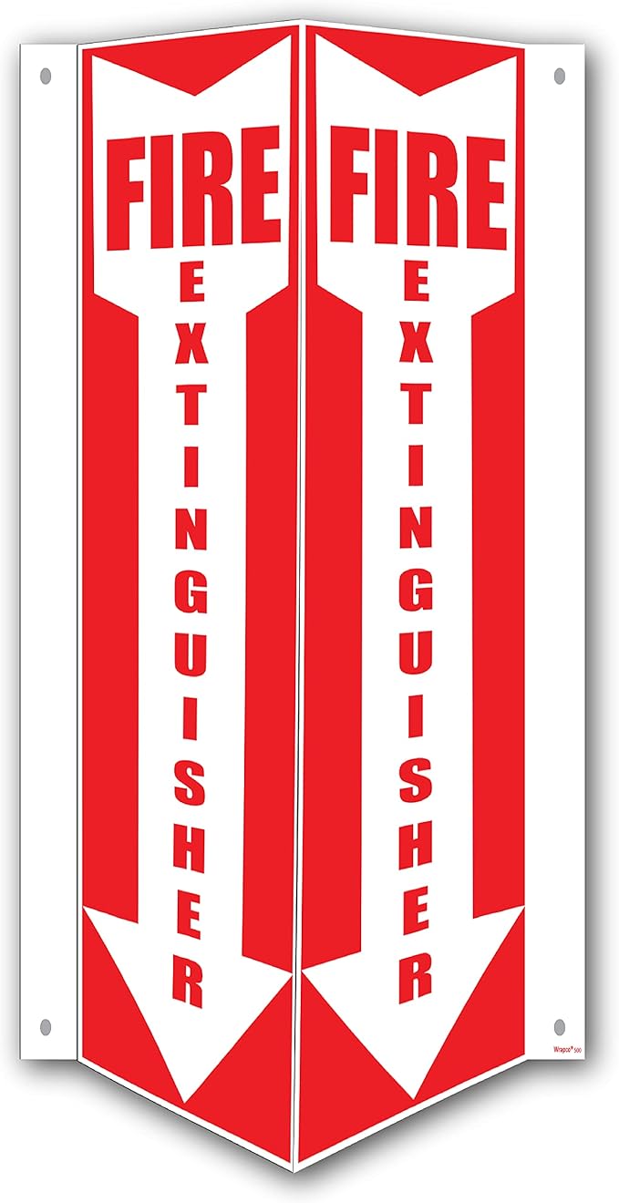 3D Fire Extinguisher Sign | 12 x 4 x 4 Inch Fire Projection Wall Sign | Pre-Drilled Mounting