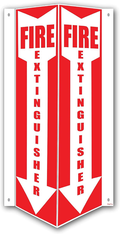 3D Fire Extinguisher Sign | 12 x 4 x 4 Inch Fire Projection Wall Sign | Pre-Drilled Mounting