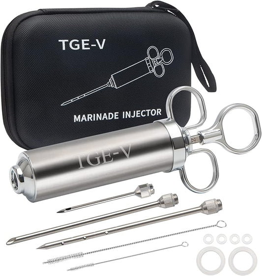 Meat Injector Syringe, Injector Marinades for Meats, Turkey, Brisket; Come with 3 Marinade Injector Needles; Meat Injectors for Smoking and BBQ, 2-OZ