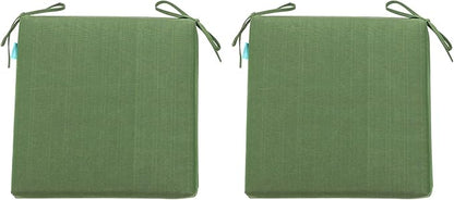 QILLOWAY Outdoor Indoor Chair Pads,Seat Cushions, Square Foam Dining Chair Patio Cushion Set of 4, All Weather, 17" Lx17 Wx3 D (Dark Green)