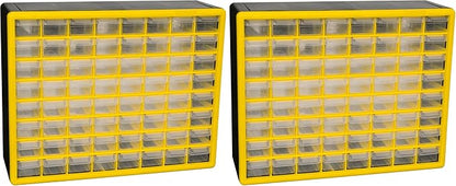 Akro-Mils 64-Drawer Plastic Drawer Storage Cabinet for Garage Organization, Bead Organizer, Building Bricks Storage, Teacher Toolbox, Makeup Organizer, 20-Inch W x 6-Inch D x 16-Inch H, 10164 Yellow
