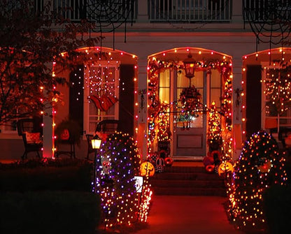 kemooie 500 LED Halloween Lights Outdoor, 164 FT Fairy Lights with 8 Modes | Orange, Timer&Memory Function, Plug in, IP44 Waterproof, Indoor Outdoor Use, Home/Party/Garden/Halloween Decor