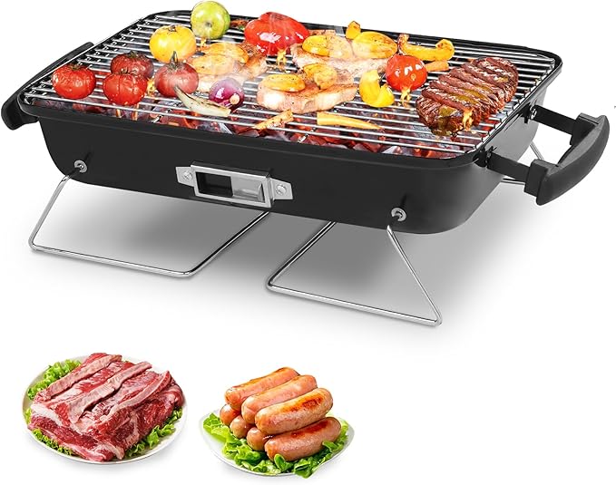 Barbecue Charcoal Grill Portable BBQ Tool for Outdoor Cooking Camping Hiking Picnics Backpacking or Any Outdoor Event 53 x 27 x 27CM