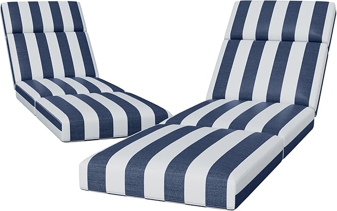 2 Pcs Chaise Lounge Cushions Outdoor, 80 x 26 x 4 Inch Lounge Chair Cushions for Outdoor Furniture - Waterproof Lounge Patio Replacement Cushion, 4In Fade-Resistant ThickPatio Chaise Lounge Cushion