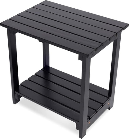 Shine Company Indoor/Outdoor Providence Rectangular Acacia Wooden Side Table, Black