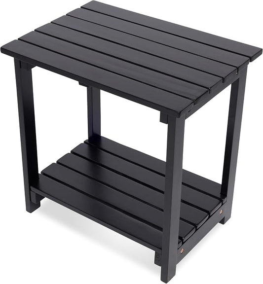 Shine Company Indoor/Outdoor Providence Rectangular Acacia Wooden Side Table, Black