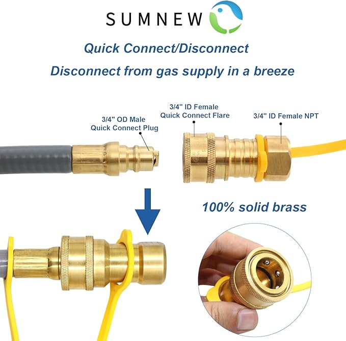 24 Feet 1/2-Inch ID Natural Gas Hose with Quick Connect Fitting for weber, charbroi, Grill, Pizza Oven, Patio Heater and More NG Appliance, Propane to Natural Gas Conversion Kit - CSA Certified