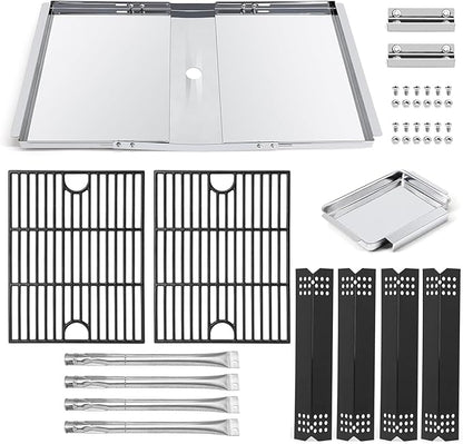 Criditpid Grill Replacement Parts for Grillmaster 720-0697 7200697 Gas Grill, Grease Tray, Grid Grates, Heat Plate & Burners Kit for Nexgrill Nexgrill 720-0697 & Grill Master 720-0697 Gas Grills.