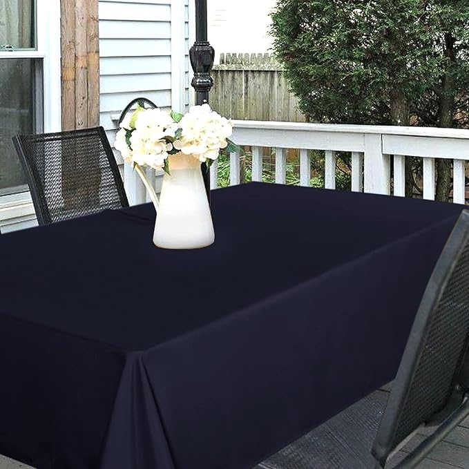 SARAFLORA Outdoor and Indoor Tablecloth -60x102 inch Navy, Wrinkle Free Washable Waterproof Table Cloth with Umbrella Hole and Zipper Rectangle Table Cover for Spring/Summer/Patio/Picnic/BBQS/Party